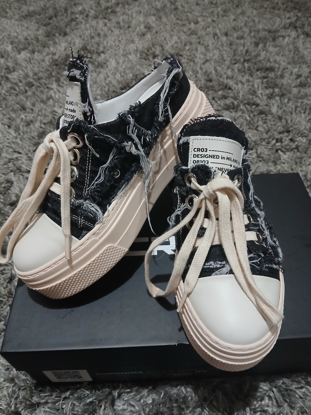 Cristianzerotre SABOT Destroyed Black Low-top Sneakers Size 7.5/8 US Women